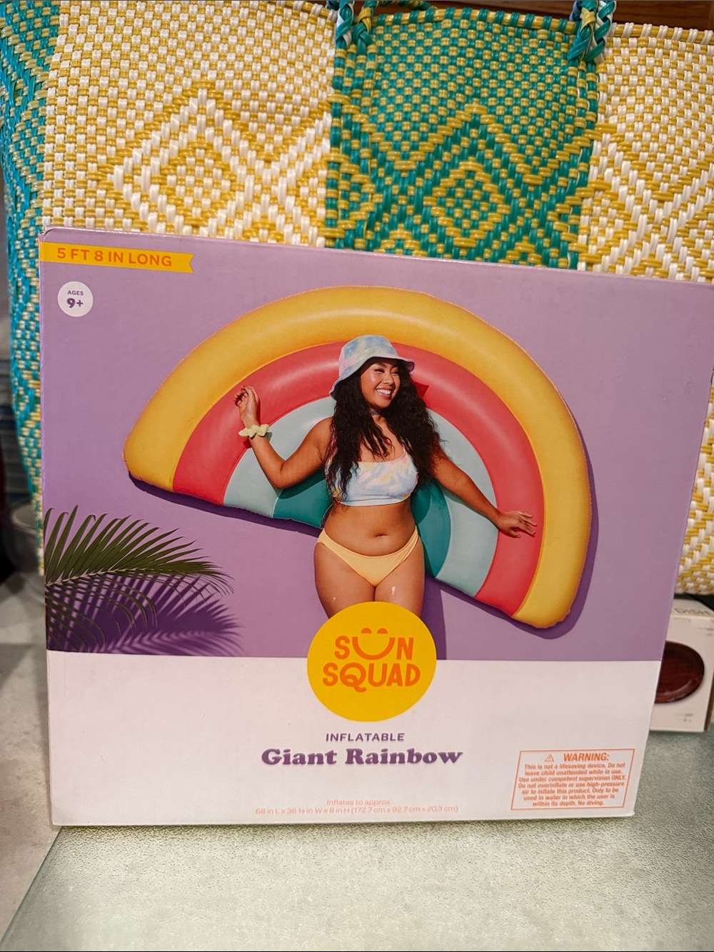 NIB Sun Squad Inflatable Giant Rainbow Float - Yellow, Red, Green, Blue